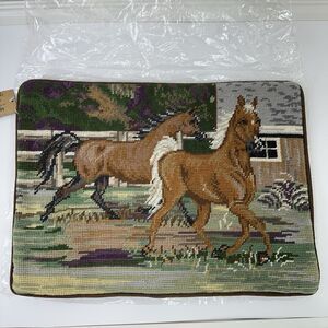 Horse Handcrafted Needlepoint By Union Trading Company Couch Pillow Case 16x11